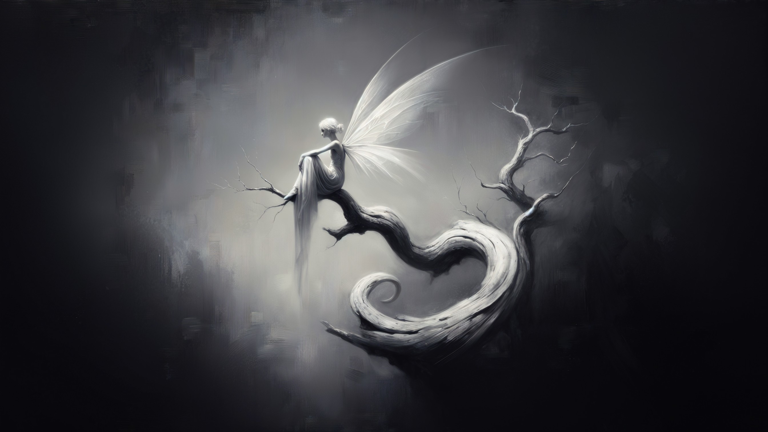 Whimsical Ethereal Figure with Translucent Wings