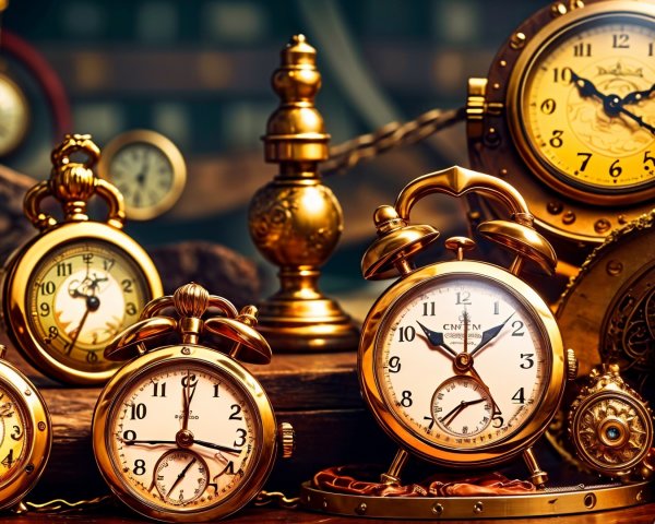 Vintage Collection of Ornate Clocks and Pocket Watches