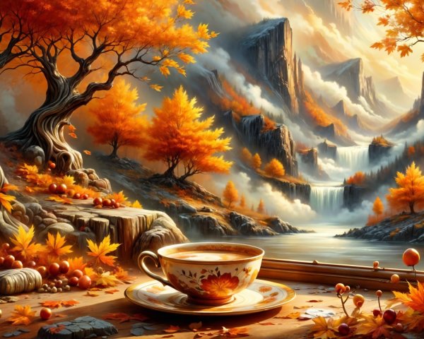 Autumn Landscape with Foliage and Scenic Elements