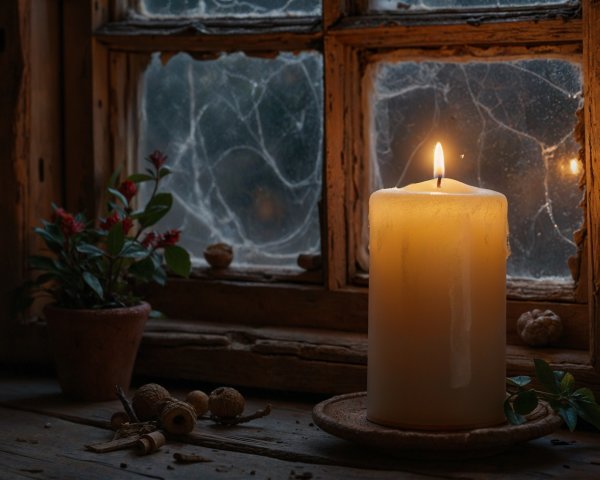 Candlelit Room with Rustic Decor and Serenity