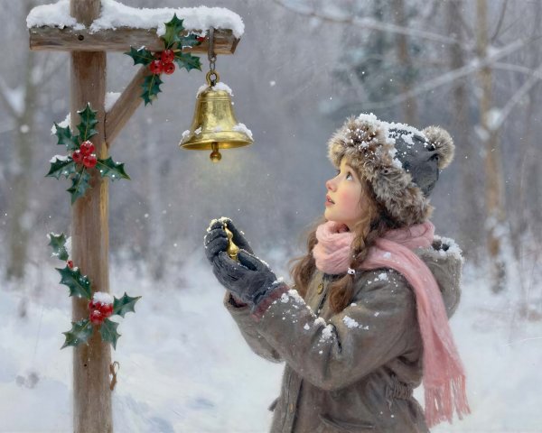 Realistic Oil Painting of Christmas Morning Scene