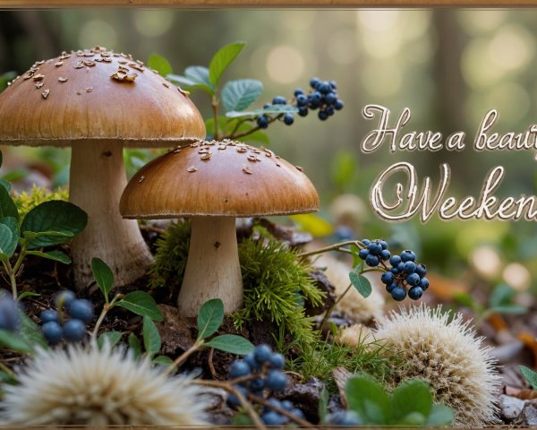 Golden-brown mushrooms in a mossy forest setting