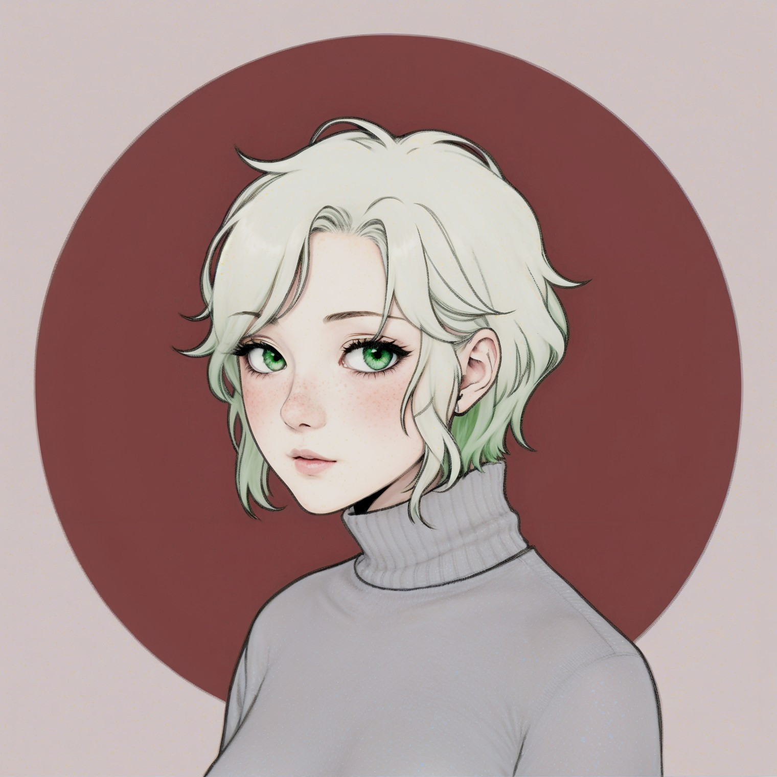 Digital Illustration of a Young Woman with Green Eyes