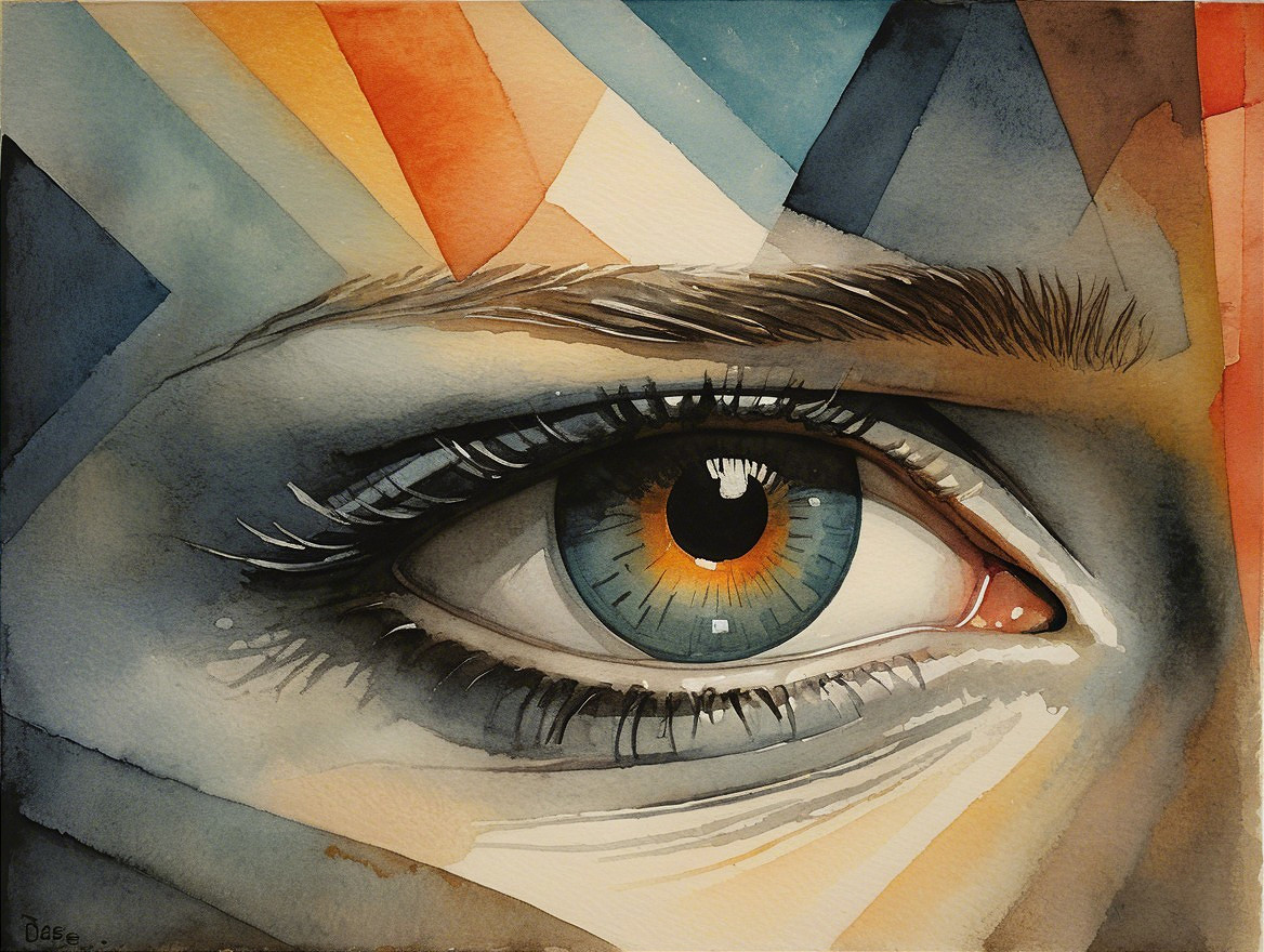 Close-Up of an Eye with Blue and Orange Hues