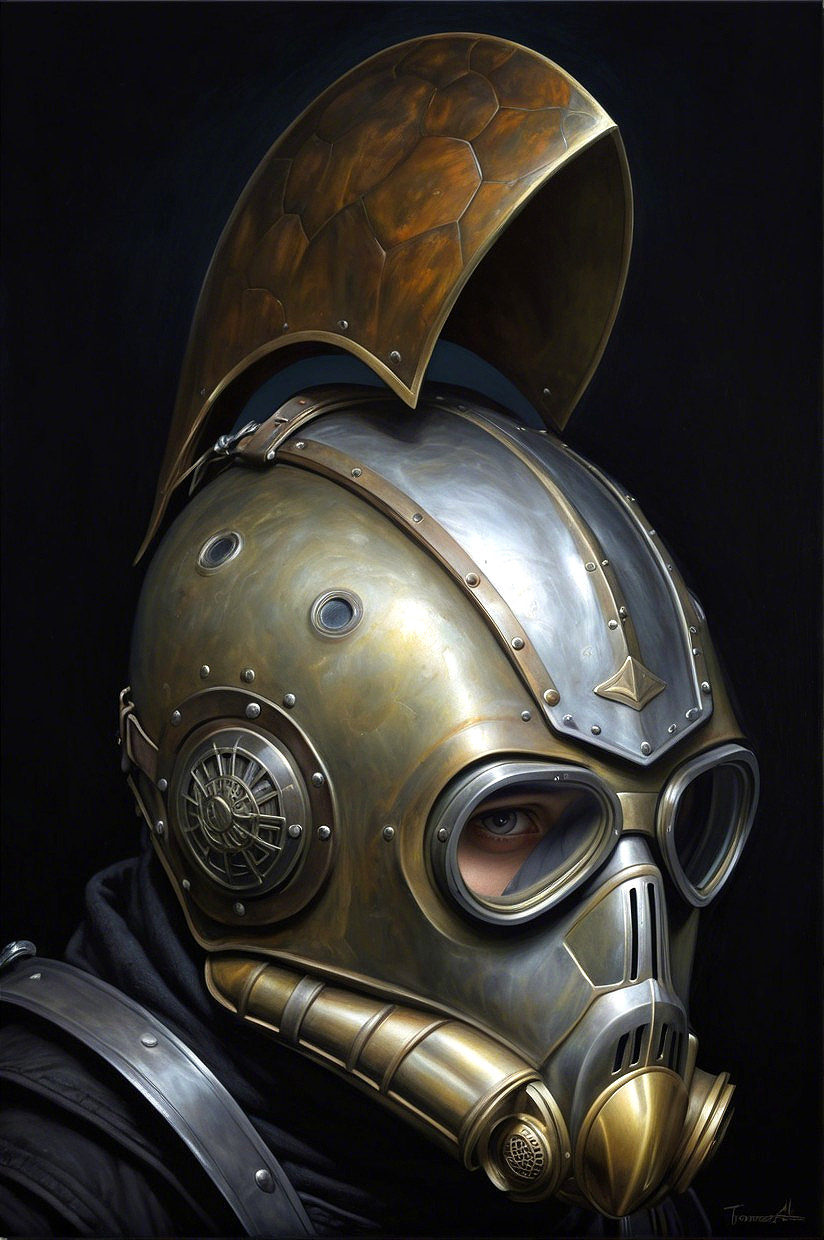Intricately Designed Steampunk Metal Helmet Features