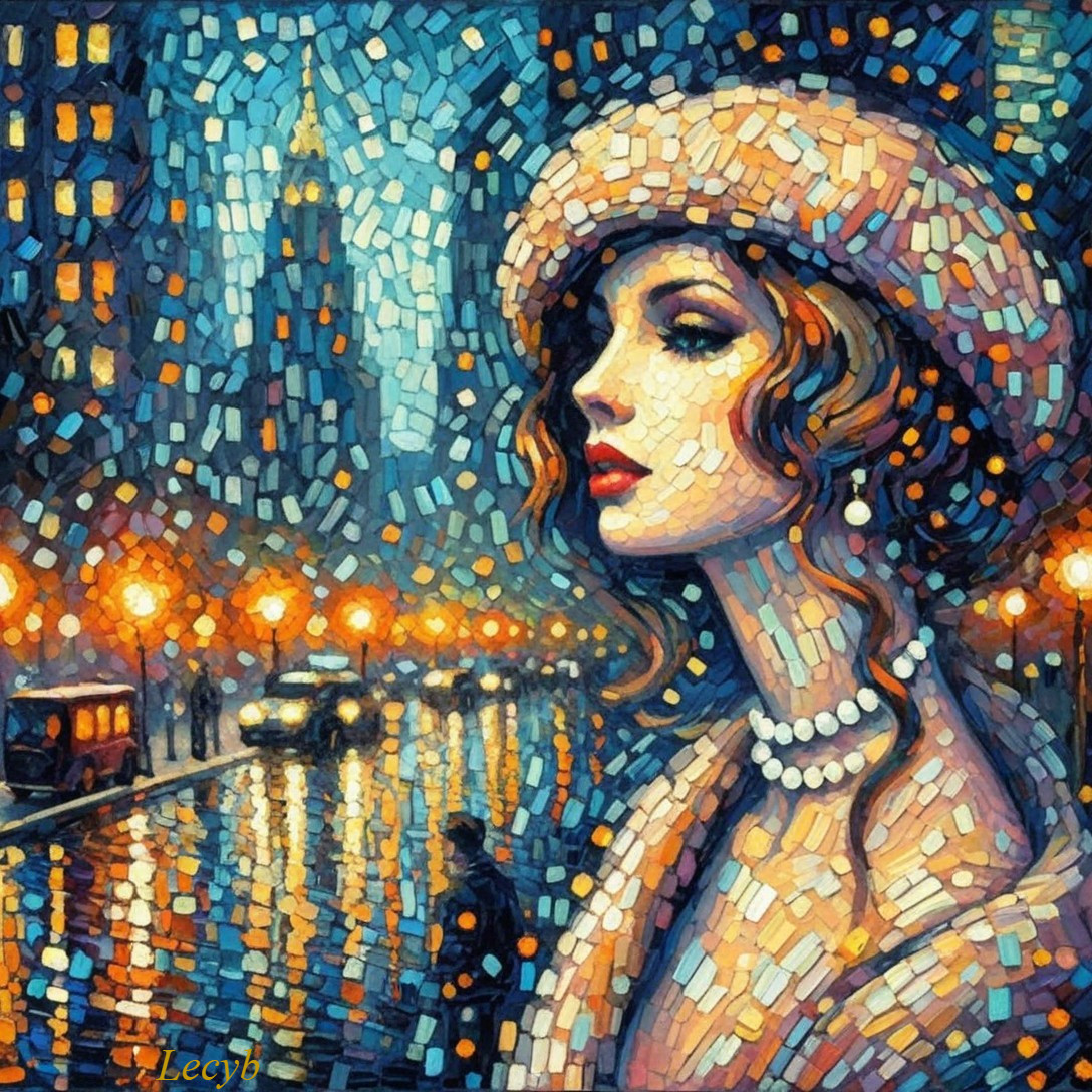 Glamorous Woman in Vintage Hat on Rainy Street