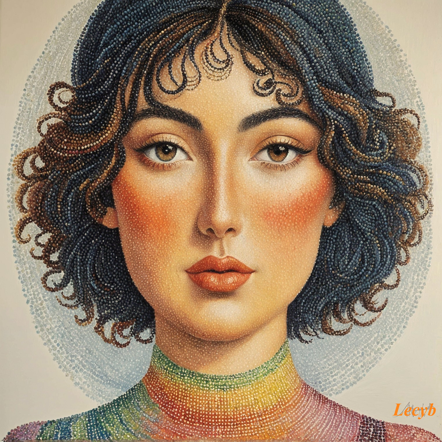 Portrait of a Woman with Expressive Eyes and Colors