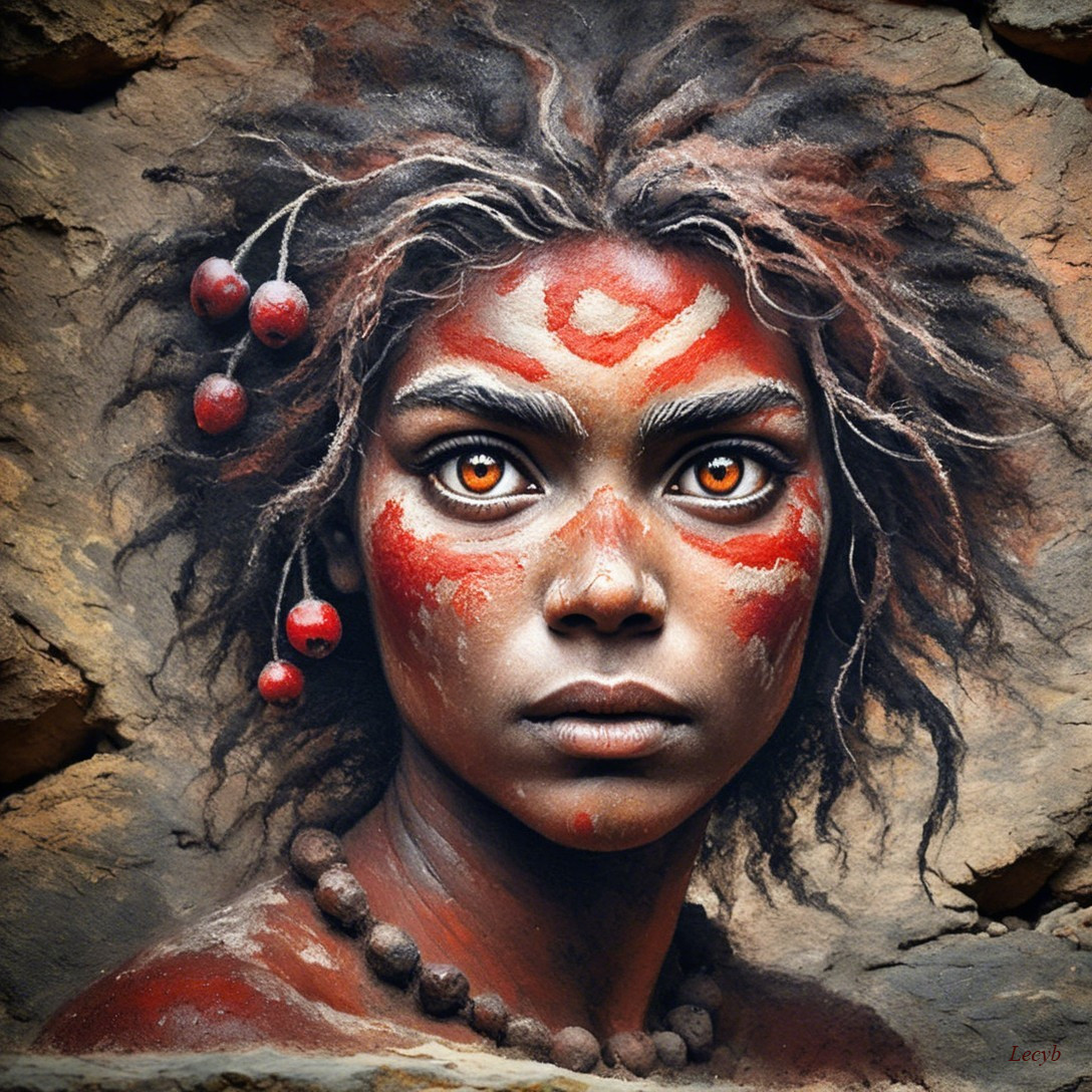 Portrait of a Young Woman with Tribal Facial Art