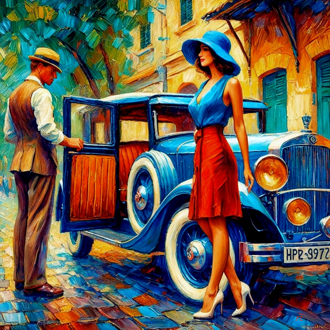 Impressionistic Scene of Vintage Charm and Style