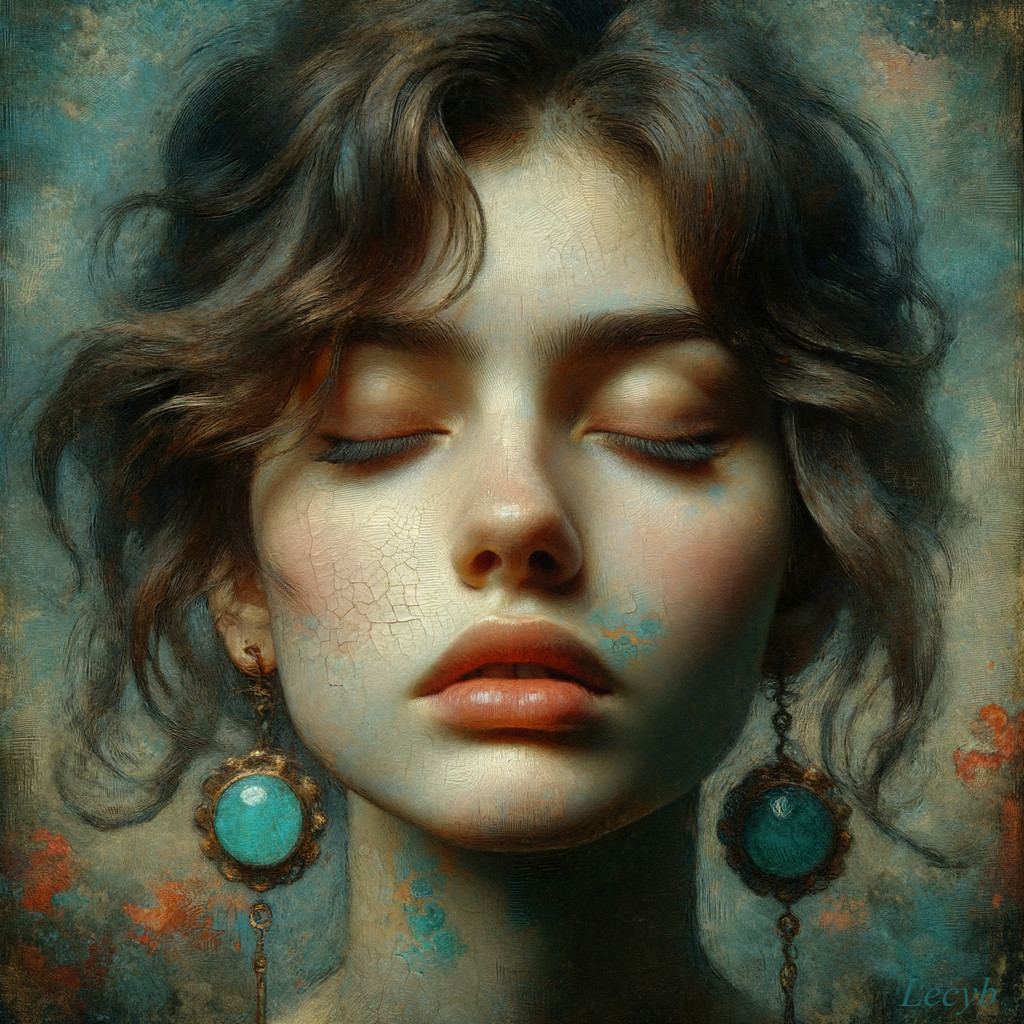 Serene Portrait of a Young Woman with Turquoise Earrings