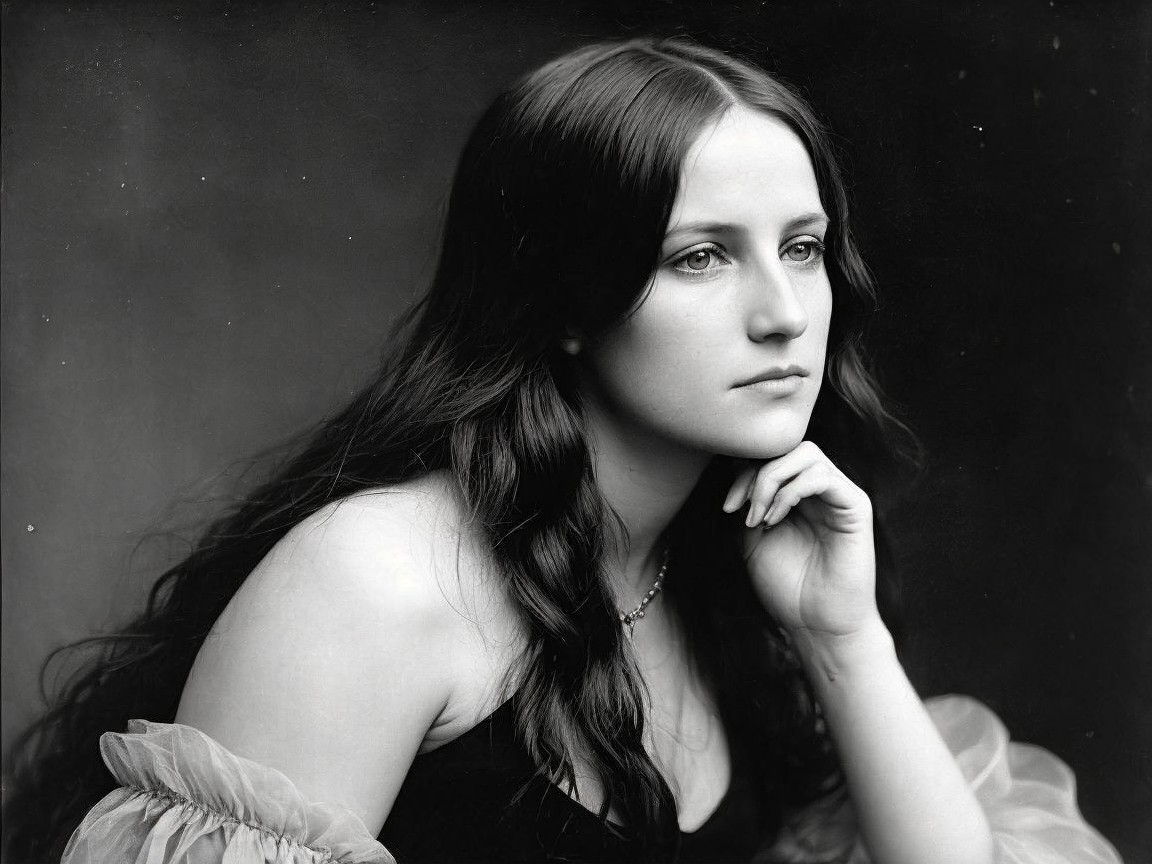 Contemplative Portrait of a Young Woman in Monochrome