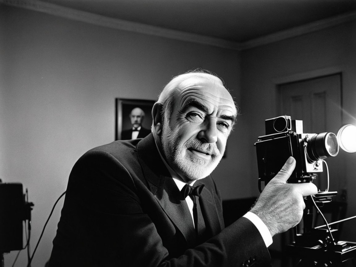 Distinguished Man in Tuxedo with Vintage Camera
