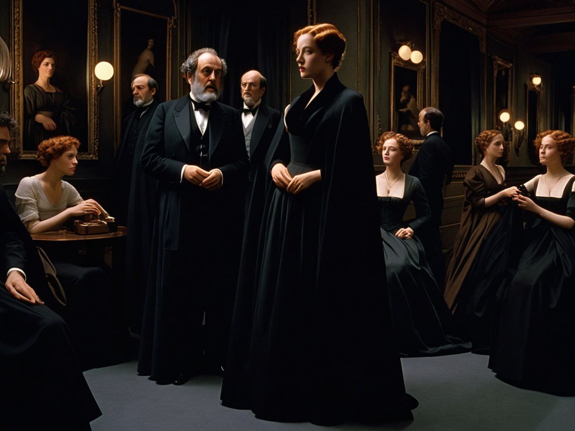 Dramatic Scene in an Opulent, Dimly Lit Room