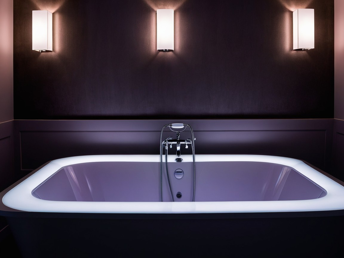 Modern Bathroom with Sleek Bathtub and Ambient Lighting