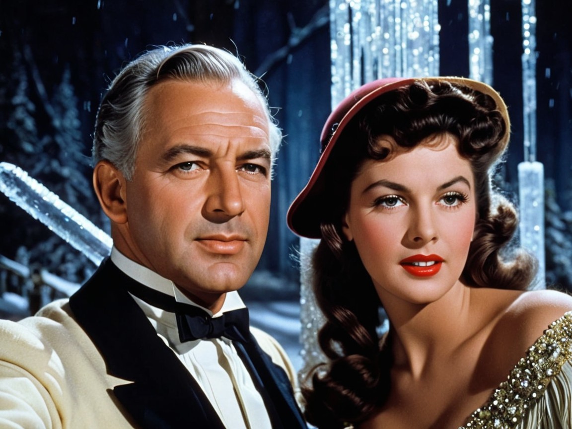 Glamorous Couple in Wintery Backdrop with Icicles