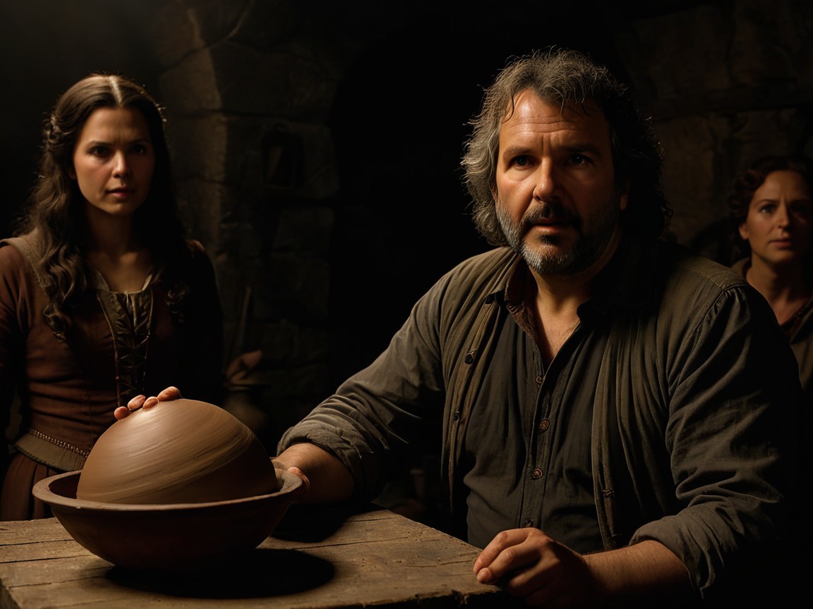 Medieval Workshop Scene with Pottery and Tension