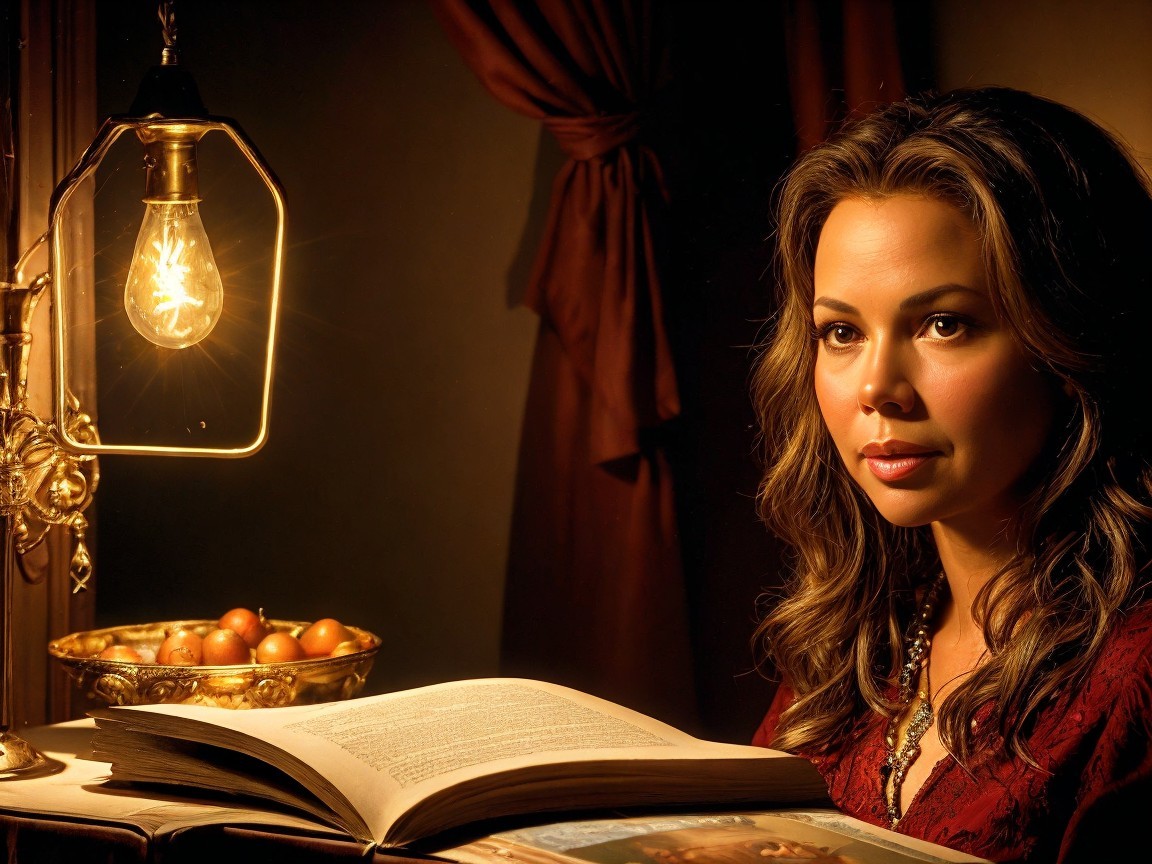 Thoughtful Woman Reading Under Soft Golden Light