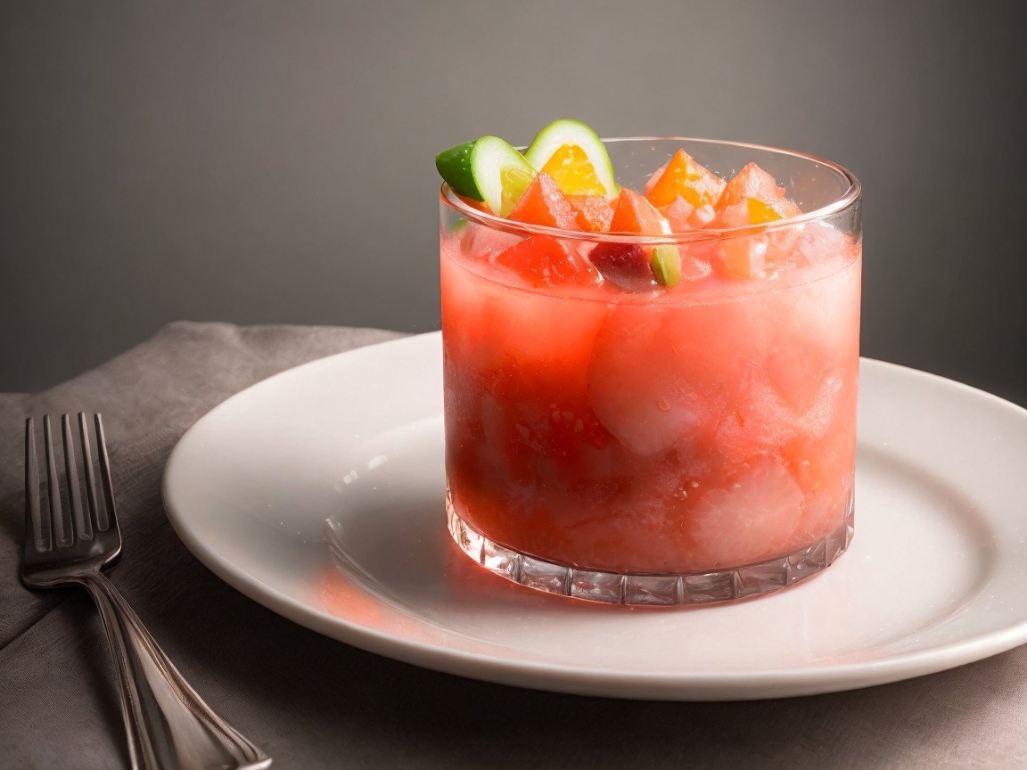 Vibrant Pink Cocktail in Clear Glass with Fruit Garnish