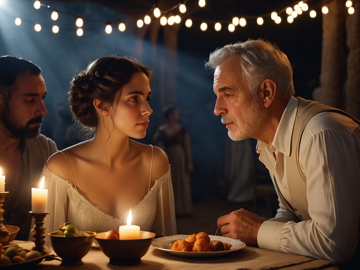 Intimate Conversation Between Two Individuals in Candlelight