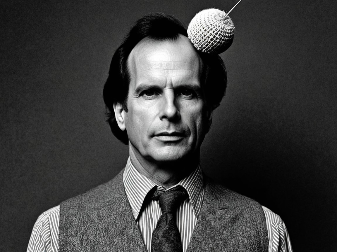 Black and white portrait of a man with a conical hat