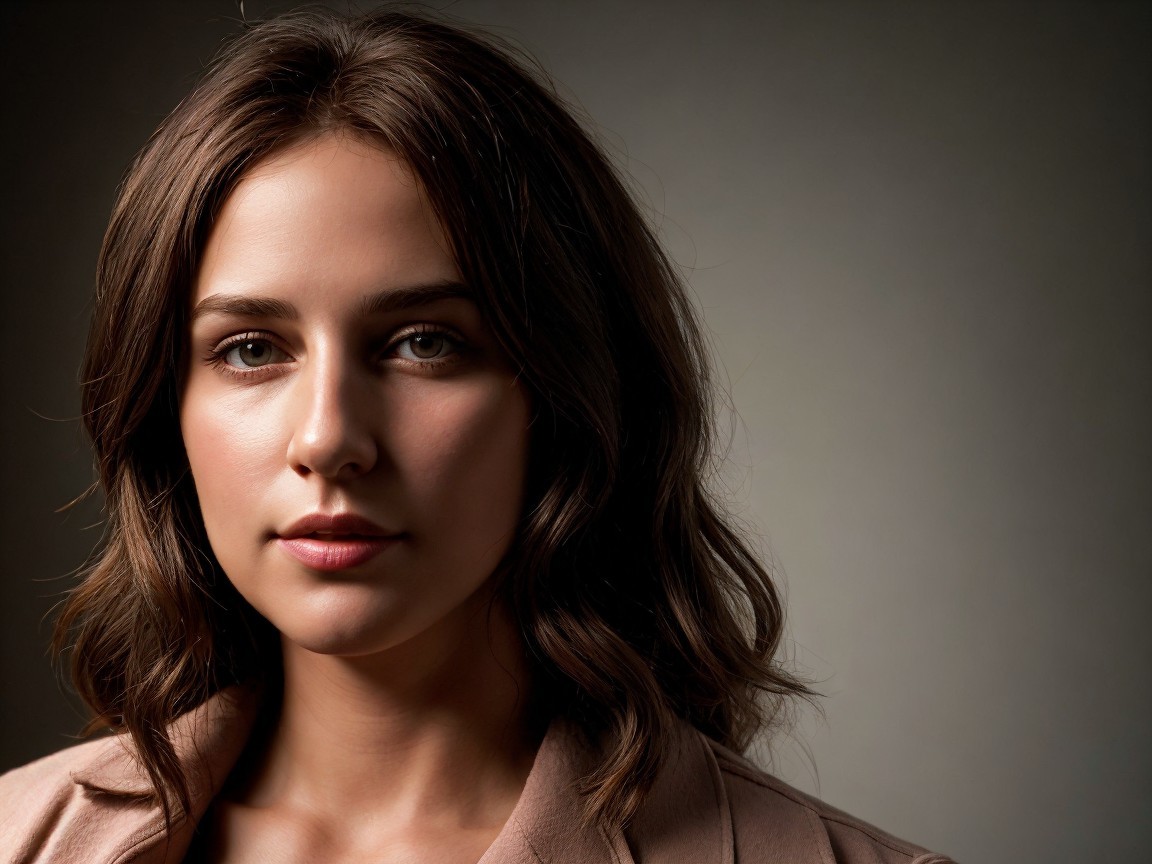 Close-up Portrait of a Young Woman with Brown Hair