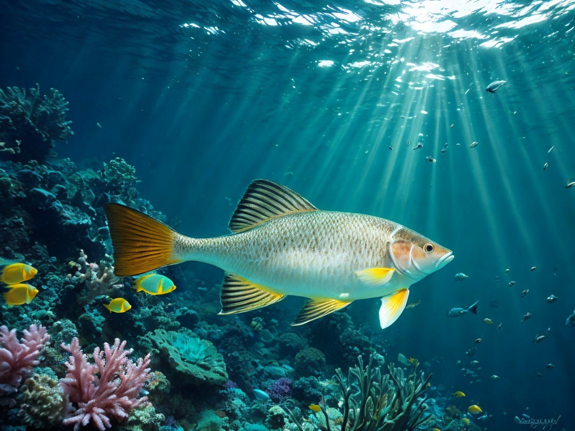 Vibrant Underwater Scene with Colorful Marine Life