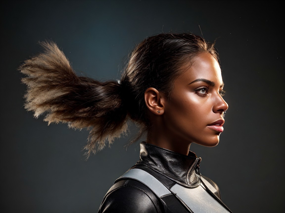 Profile of a Confident Woman in Dramatic Lighting