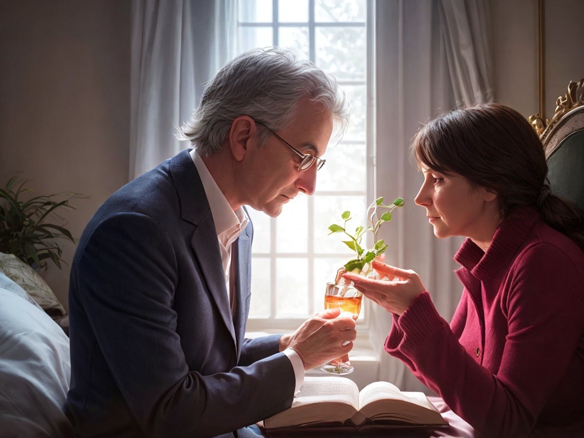 Intimate Moment Between a Man and Woman in Soft Light