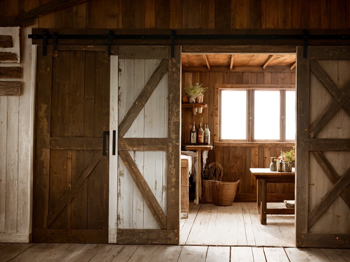 Rustic Interior with Wooden Walls and Natural Light
