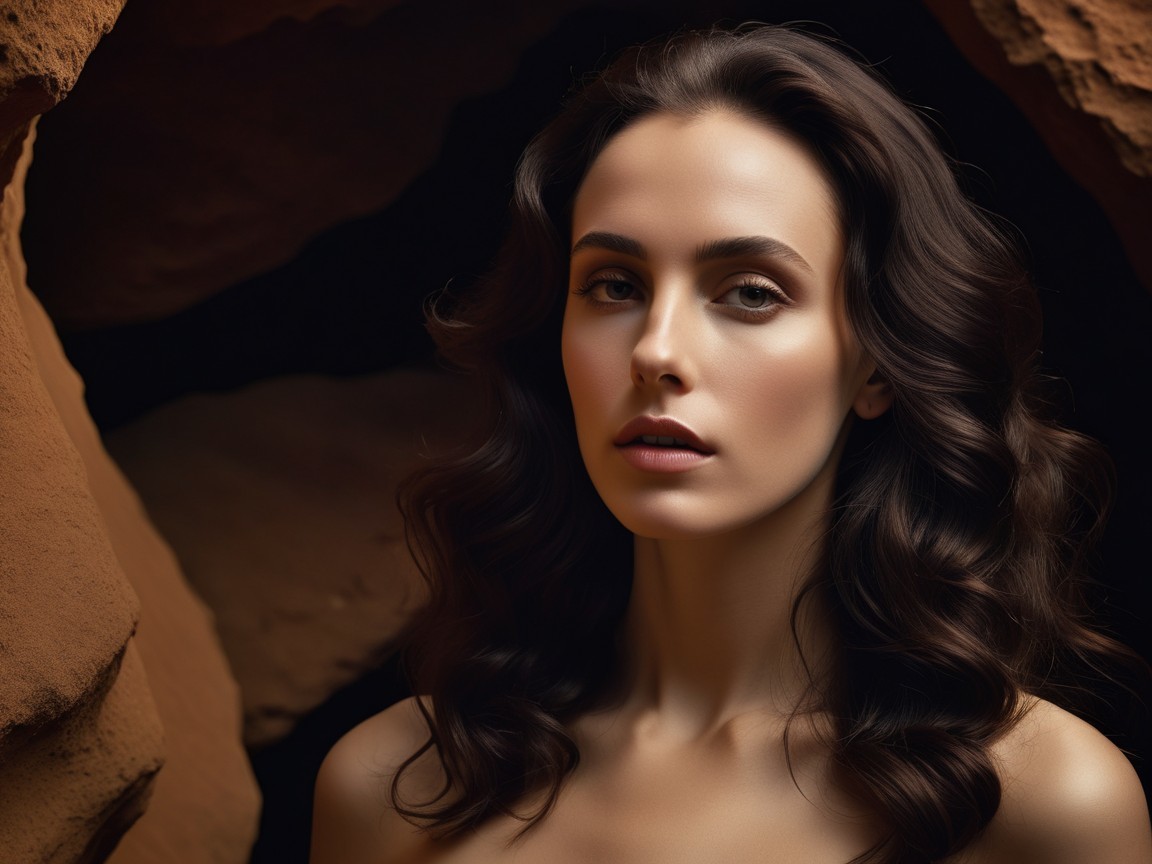 Portrait of a Young Woman with Dark Wavy Hair