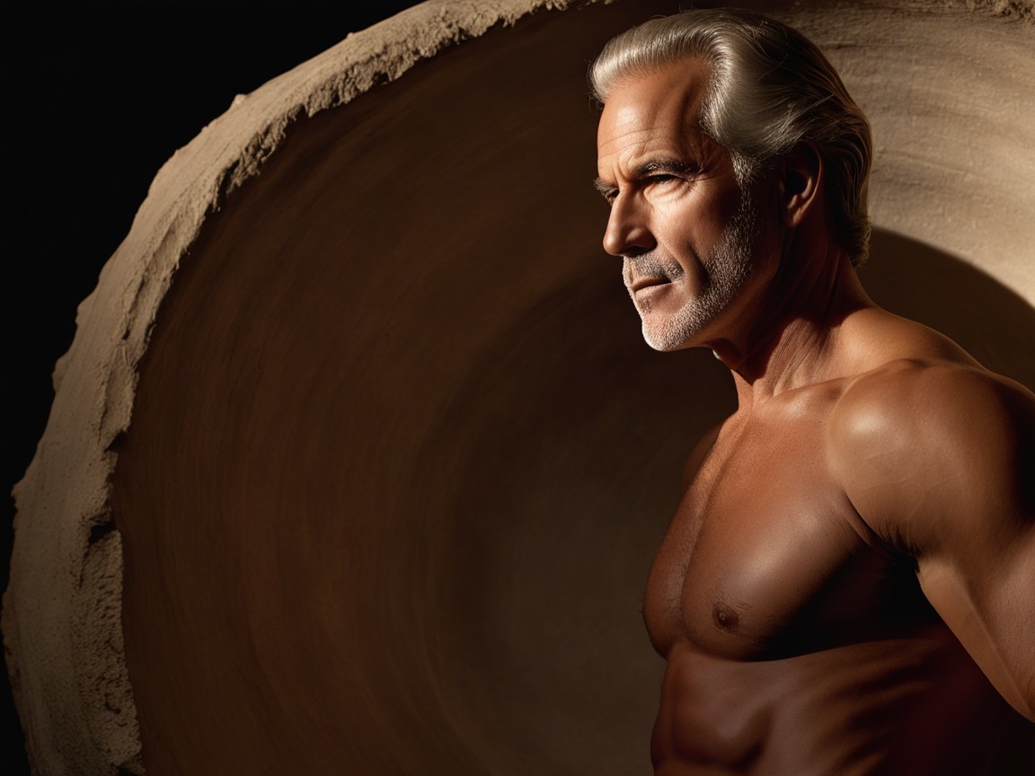 Mature Man with Muscular Physique in Soft Lighting