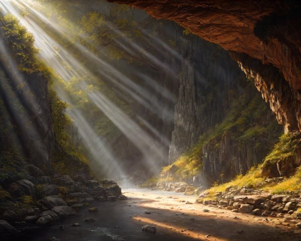 Serene Canyon Landscape with River and Rock Formations