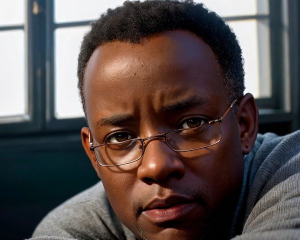 Close-Up Portrait of a Thoughtful Man with Glasses