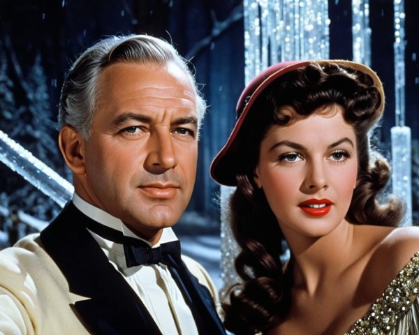 Glamorous Couple in Wintery Backdrop with Icicles