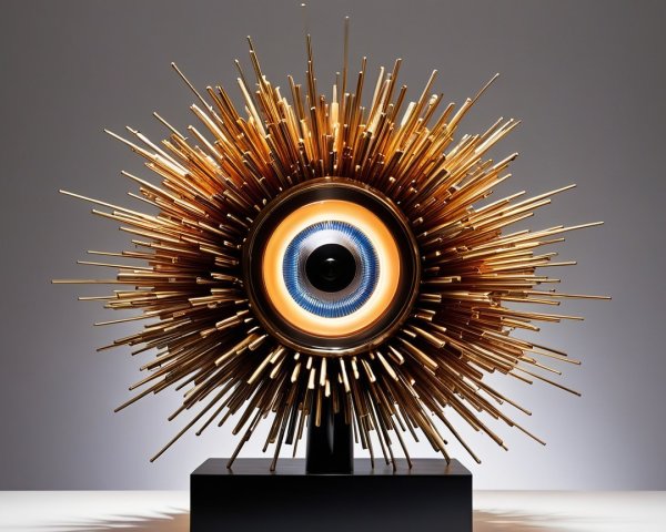Starburst Lamp Design with Golden Spikes and Blue Accent