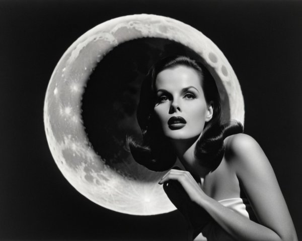 Black-and-White Portrait of a Glamorous Woman