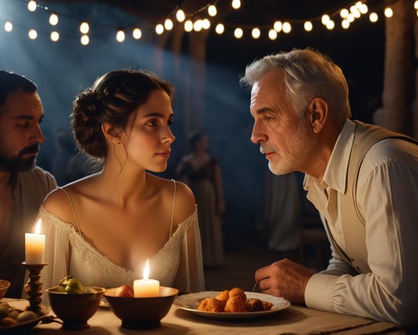 Intimate Conversation Between Two Individuals in Candlelight