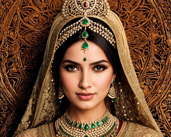 Portrait of a woman in traditional jewelry and attire