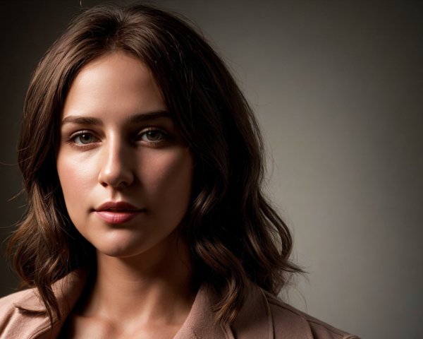 Close-up Portrait of a Young Woman with Brown Hair