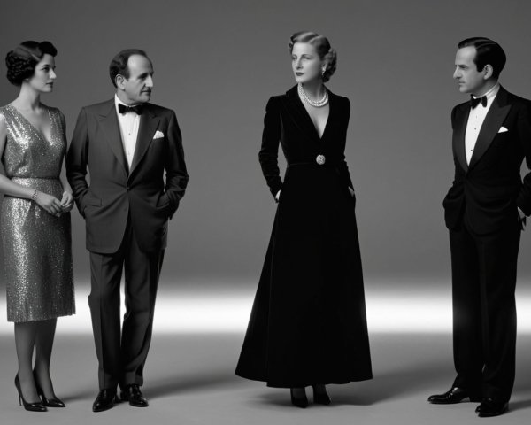 Elegant Group in Black and White Attire