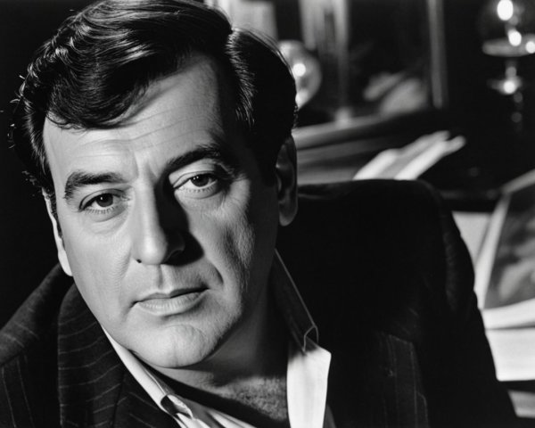 Close-up Black and White Portrait of a Contemplative Man