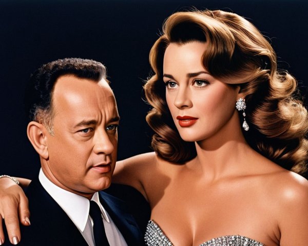 Classic Hollywood Couple in Elegant Attire