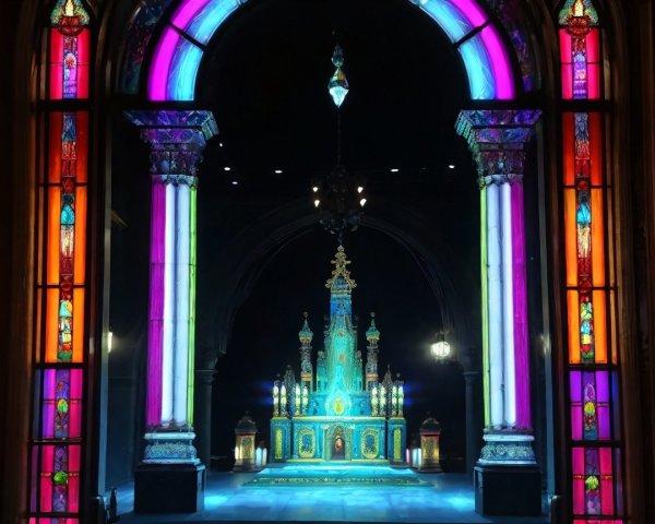 Illuminated Architectural Display in Ornate Space