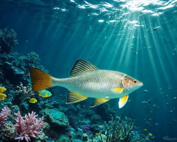 Vibrant Underwater Scene with Colorful Marine Life