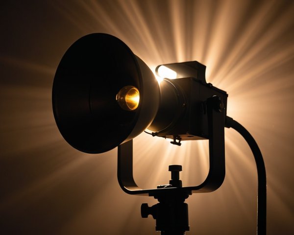 Professional studio spotlight with warm glow and stand