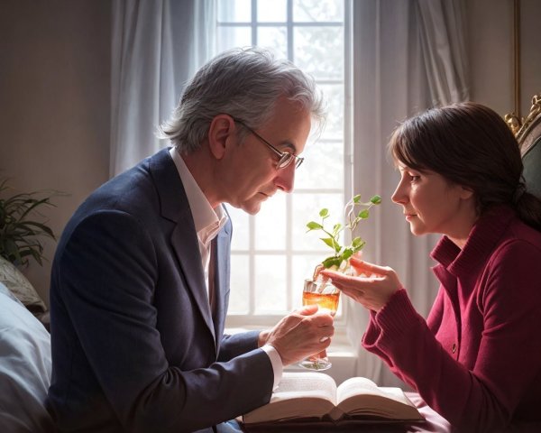 Intimate Moment Between a Man and Woman in Soft Light