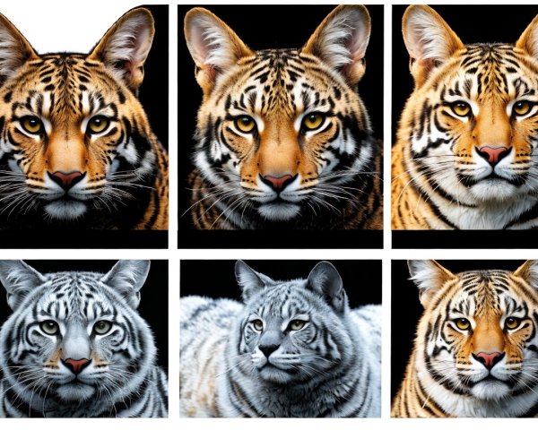 Animal Portraits in Grid Layout with Vivid Colors