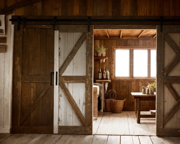 Rustic Interior with Wooden Walls and Natural Light