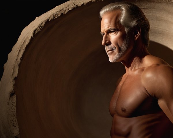 Mature Man with Muscular Physique in Soft Lighting