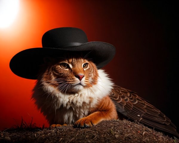 Majestic Feline-Avian Creature with Regal Features